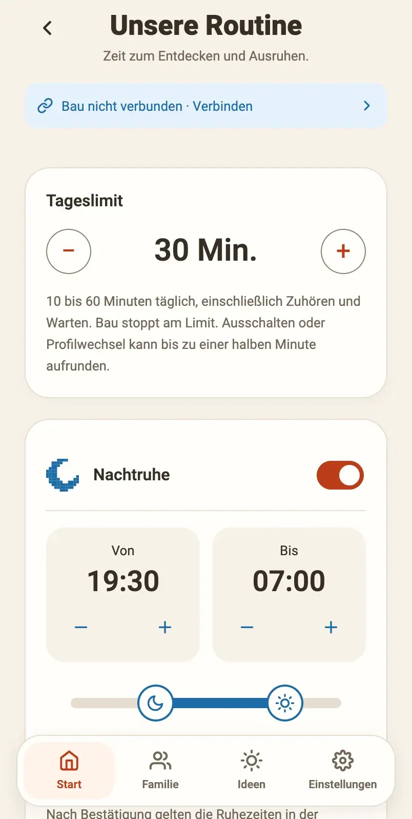 Eltern-App: Tagesrhythmus