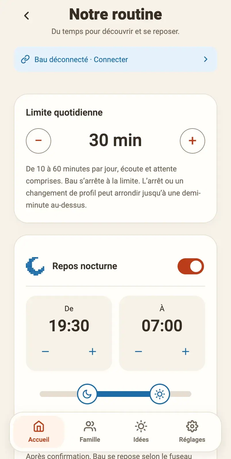App parents: Rythme quotidien